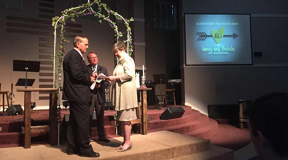 James and Brenda renewing vows at 50th wedding anniversary