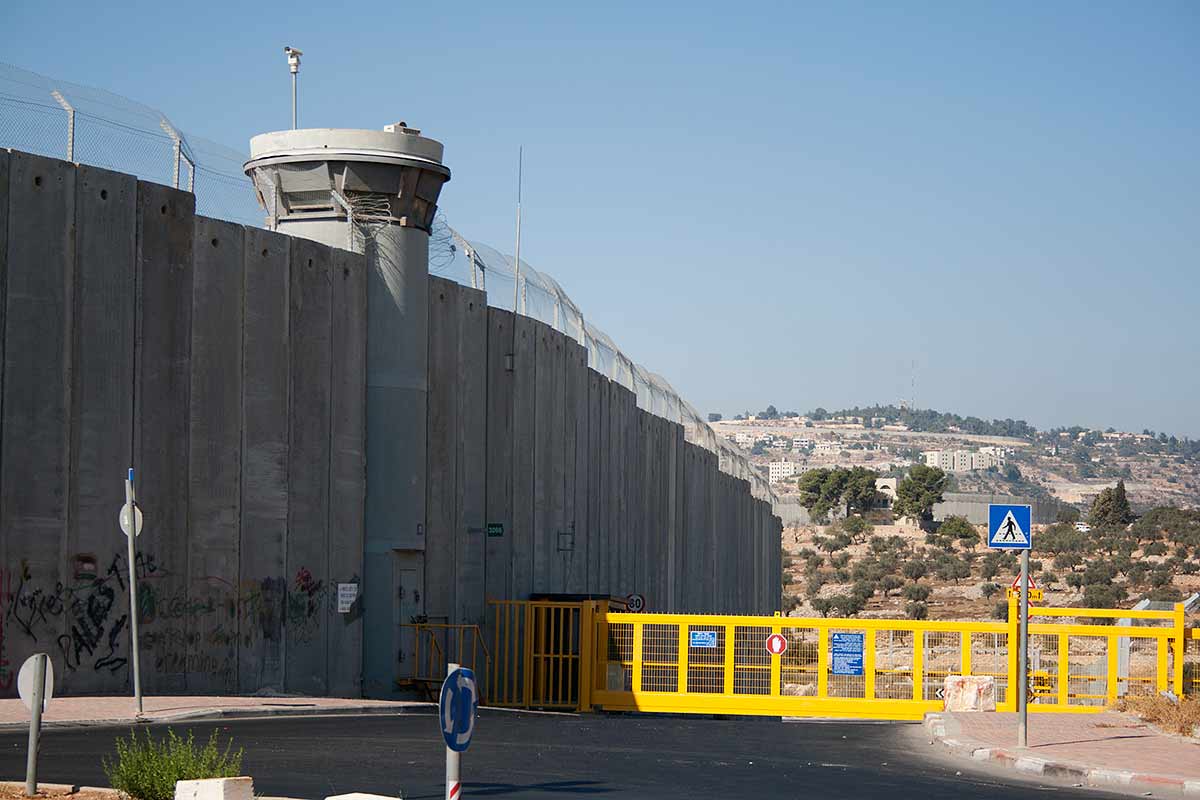 Separation Fence between Israeli and Palestinian areas on road to Bethlehem