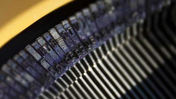 Closeup of typewriter hammers