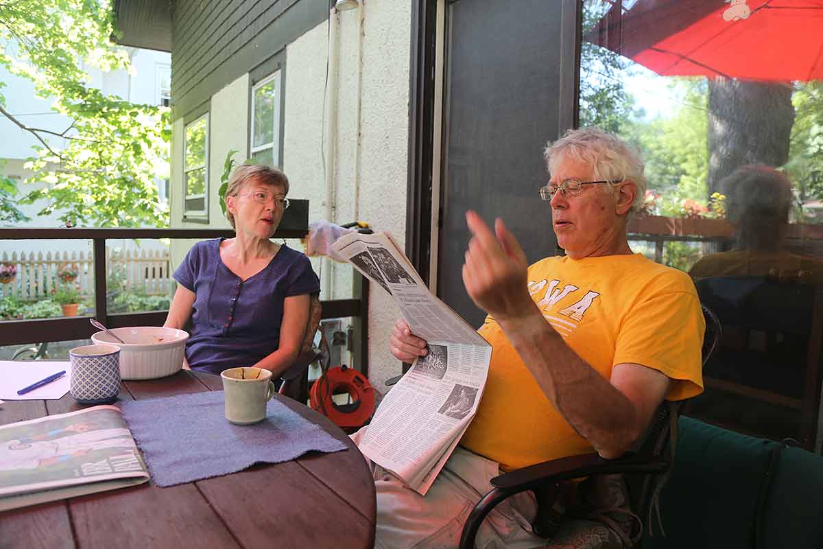 Debbie and Bob on the deck in suburban Chicago