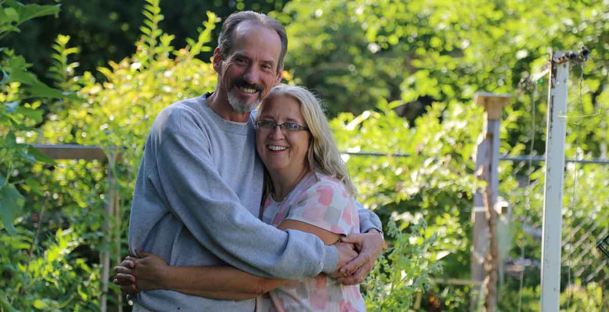 William and Gisela in their garden