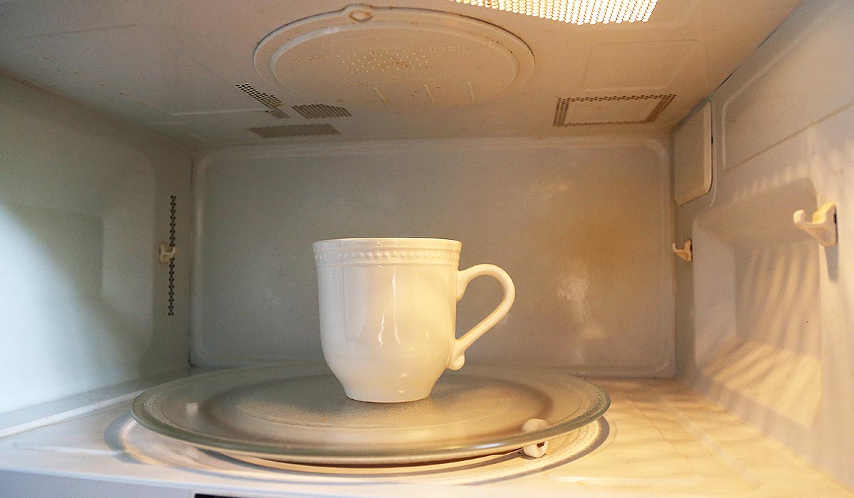 Cup inside microwave