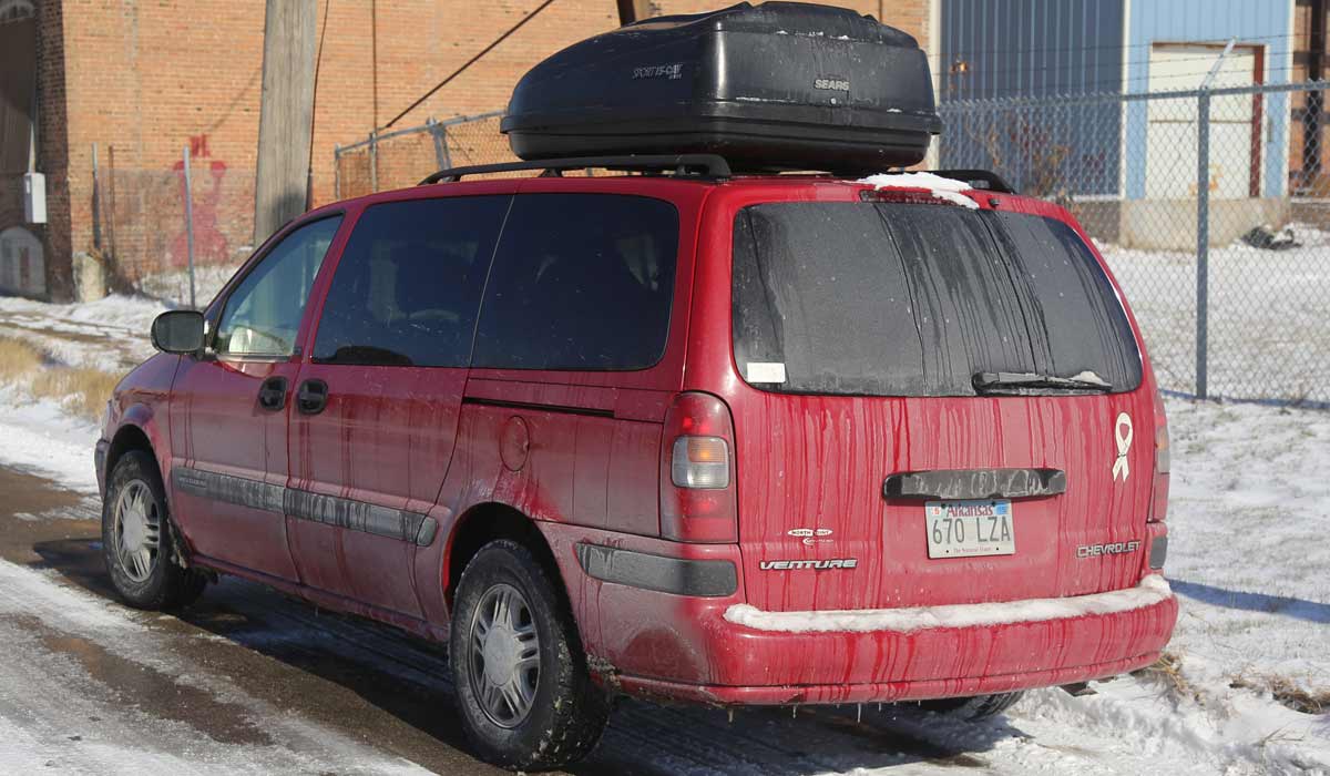 Our van on a wintry day in Iowa