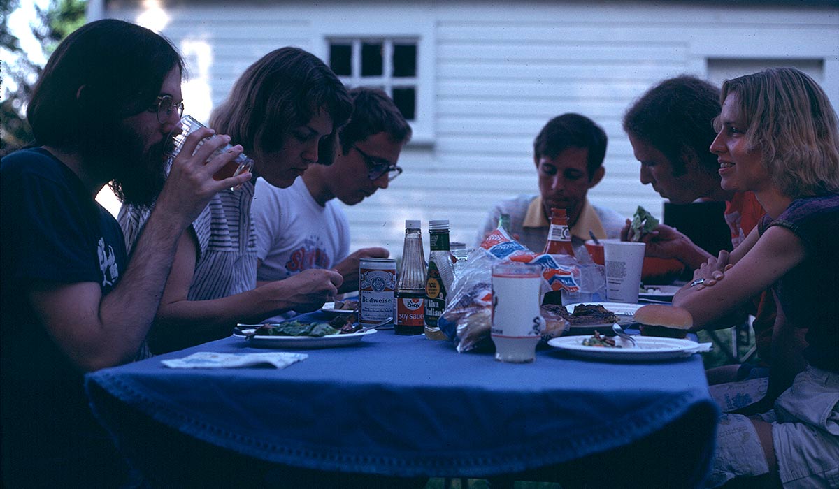 Outdoor dinner with friends.