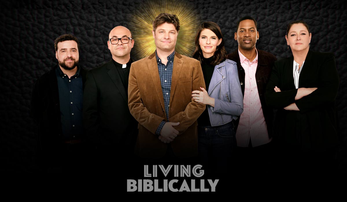 The cast of "Living Biblically"