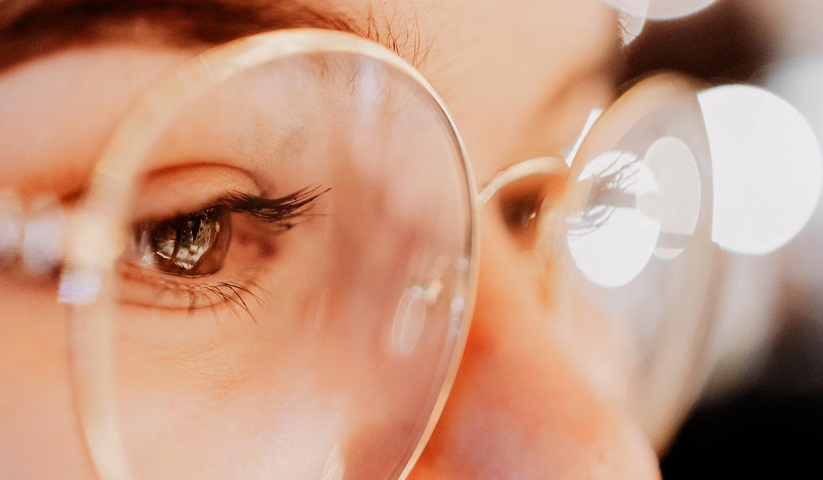 Closeup of eyes and glasses