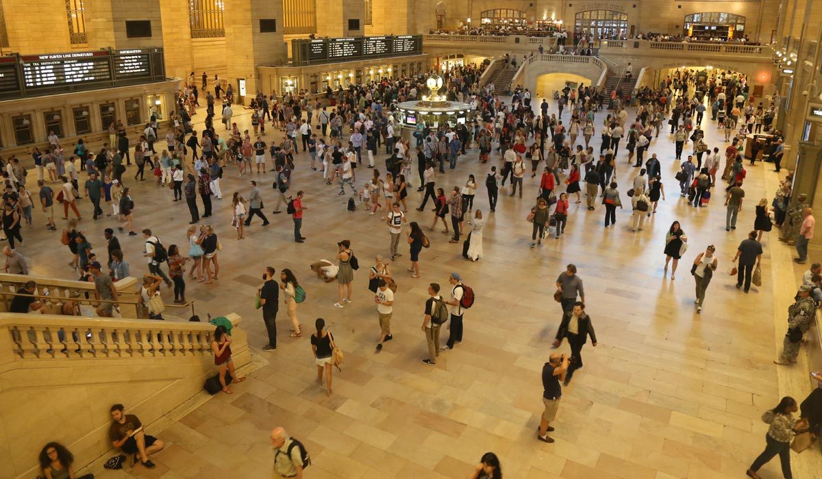 Grand Central Terminal main hall full of people coming and going