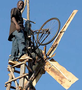 William at the top of his home built windmill