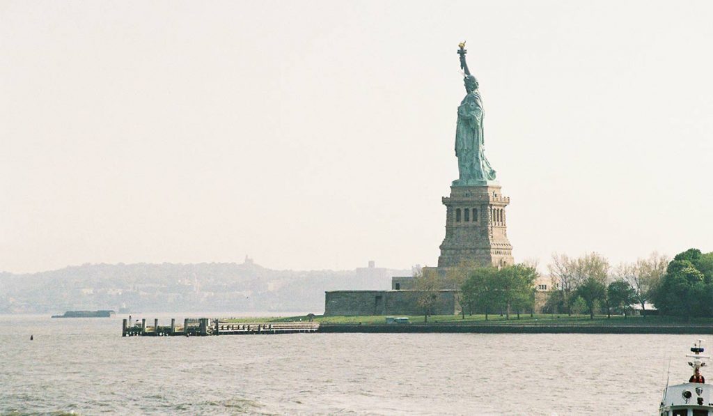 The Statue of Liberty, seen from Ellis Island