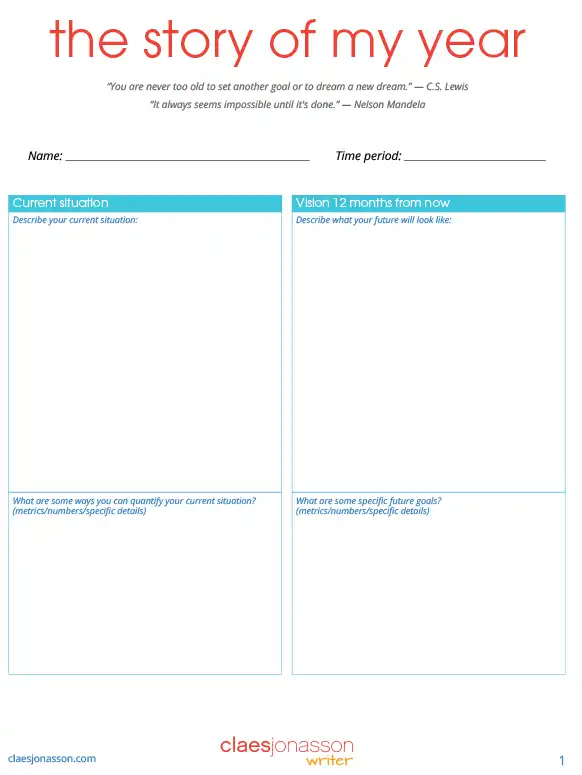 the story of your next year planning template