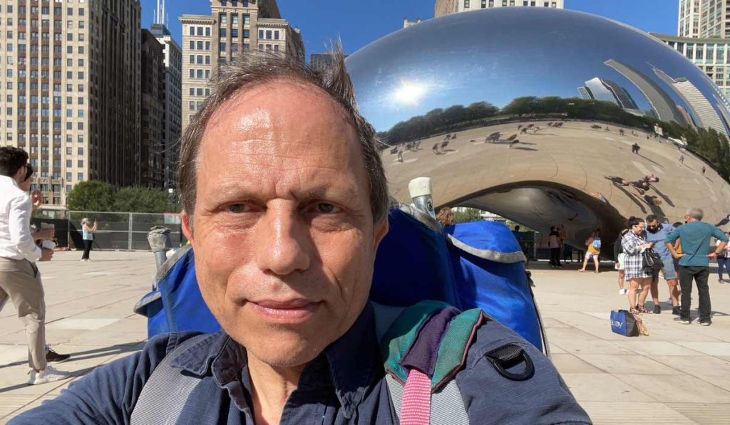 Me and the backpack exploring the Bean in Chicago