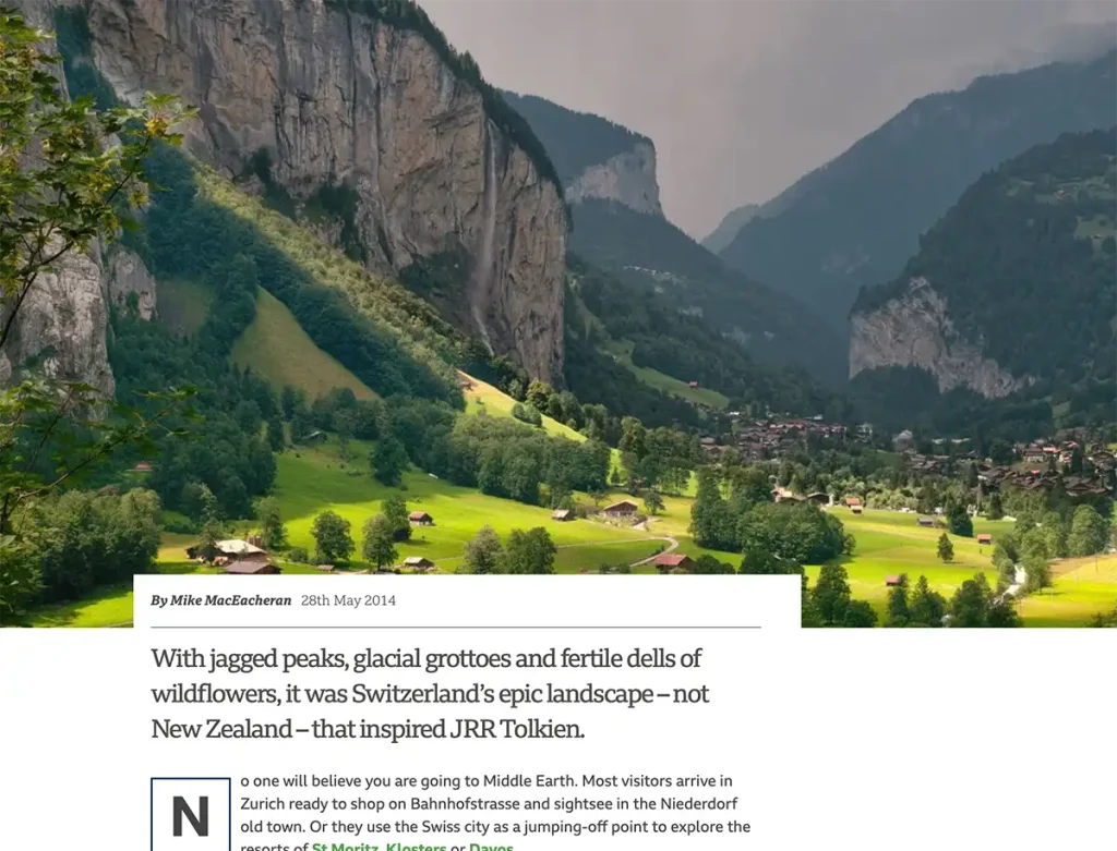 BBC article about Switzerland and Tolkien