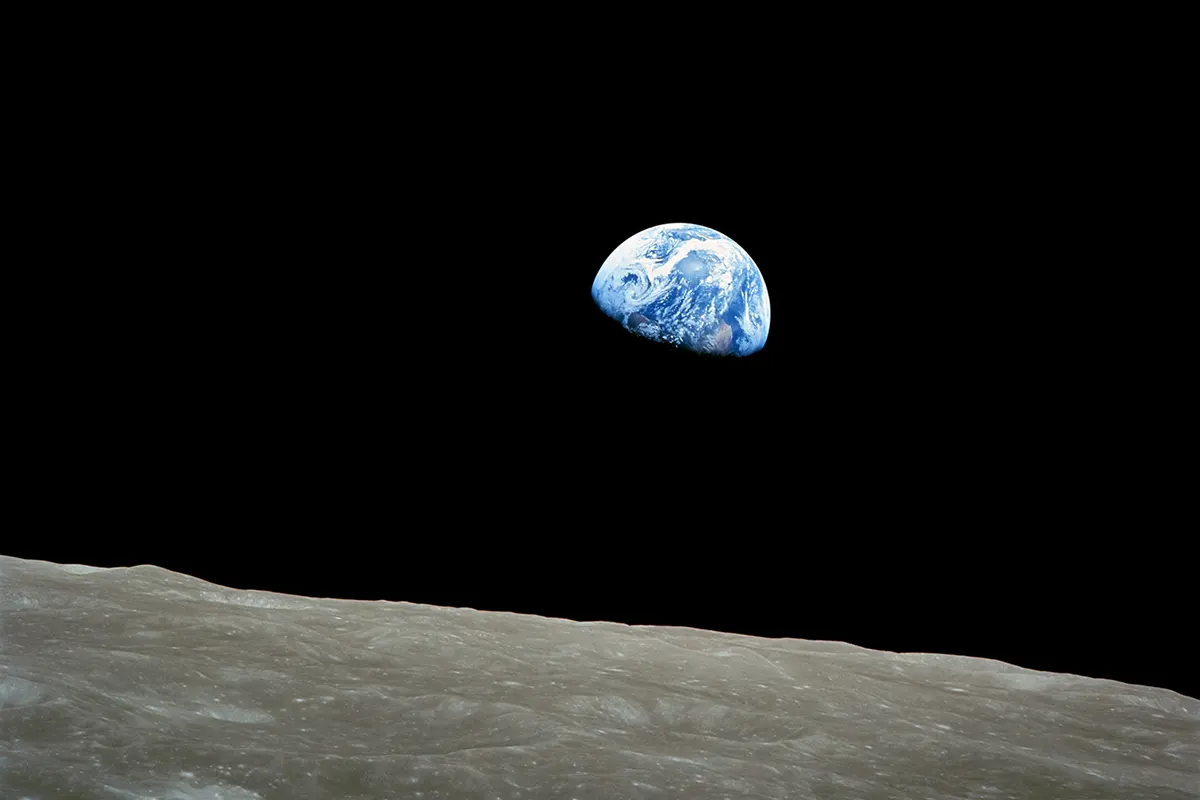 Earthrise from Apollo 8 on Dec 24, 1968