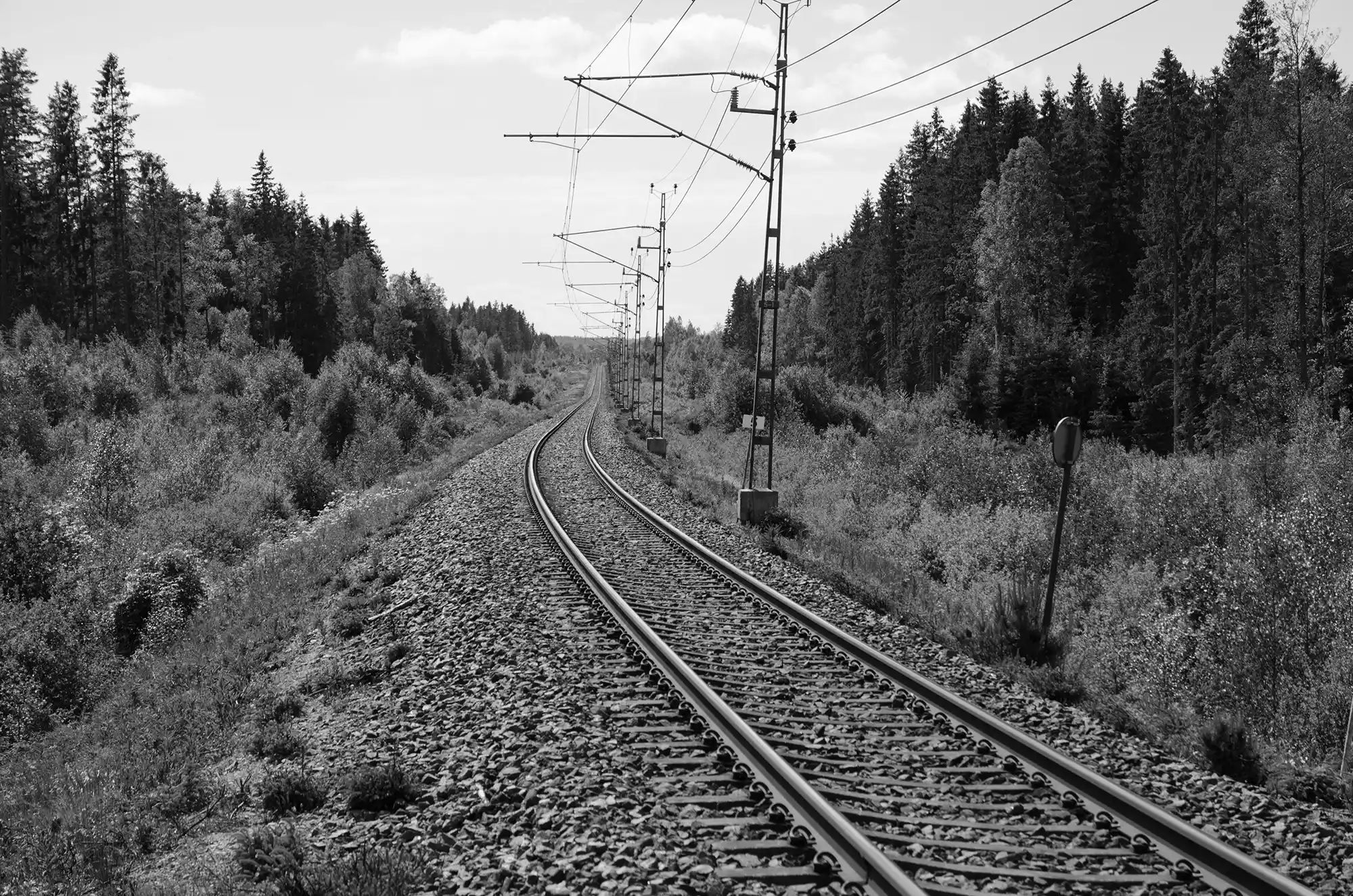 single line railroad in forest in Sweden